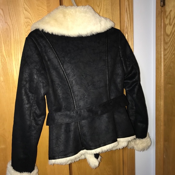GUESS Double Breasted Faux Fur Lined Coat - Picture 3 of 10